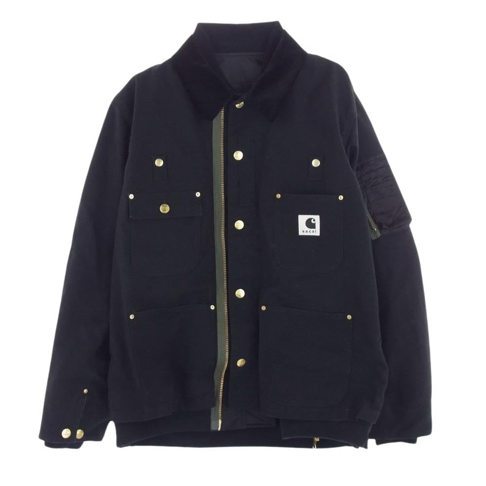 Sacai サカイ 23AW 23-03110M × Carhartt カーハート WIP ダブリューアイピー Canvas x MA-1 JK Michigan キャンバス MA1 ミシガン ダック ジャケット ブラック系 3【中古】