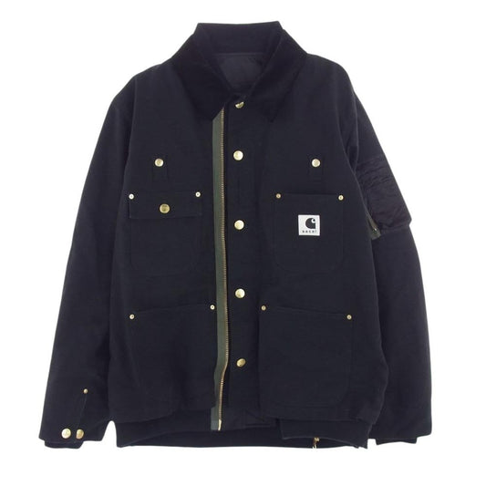 Sacai サカイ 23AW 23-03110M × Carhartt カーハート WIP ダブリューアイピー Canvas x MA-1 JK Michigan キャンバス MA1 ミシガン ダック ジャケット ブラック系 3【中古】