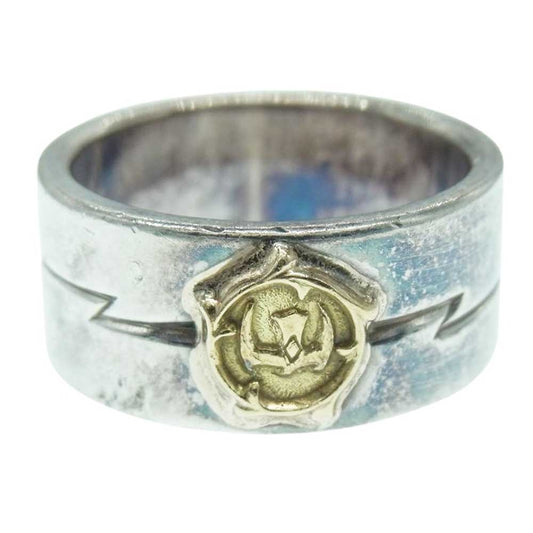 TARO WASHIMI ワシミタロウ 鷲見太郎 鷲見太郎 プレーンリング 10mm w/ アラベスク イーグル メタル サンダー スタンプ リング シルバー系 17号【中古】