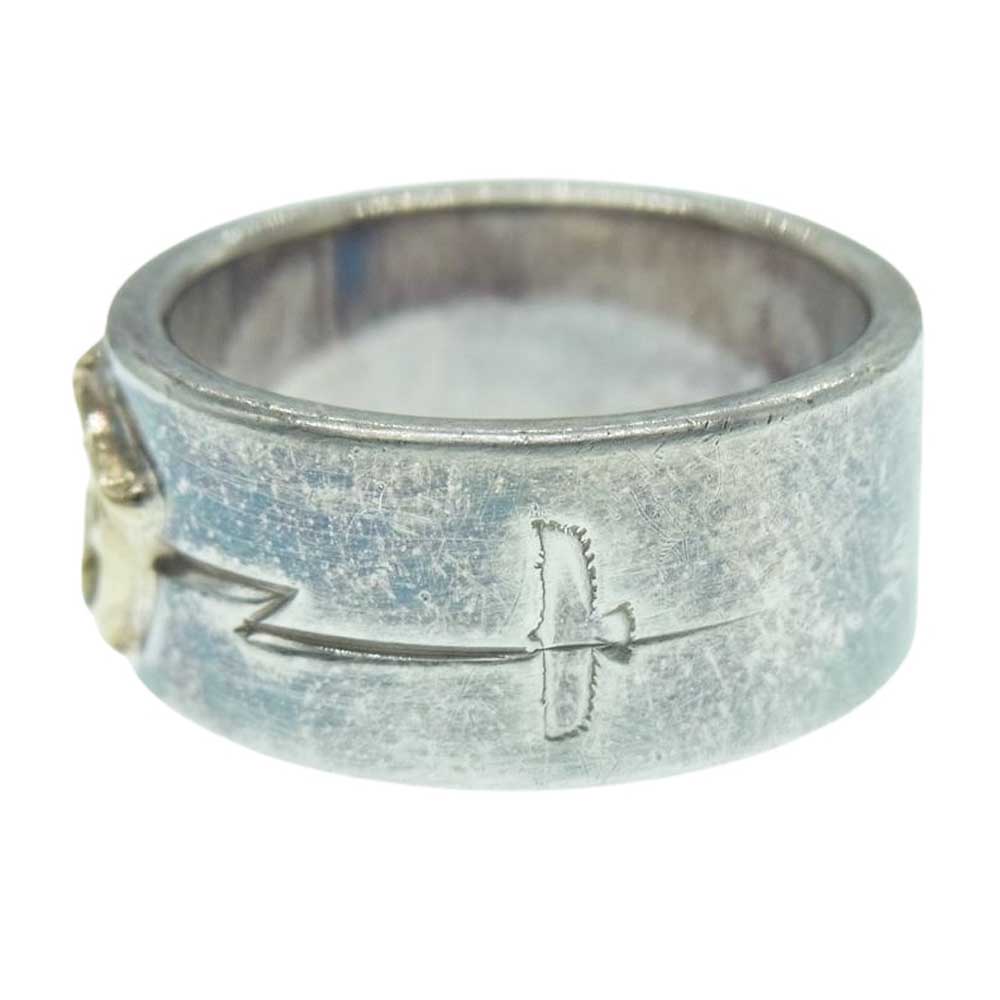 TARO WASHIMI ワシミタロウ 鷲見太郎 鷲見太郎 プレーンリング 10mm w/ アラベスク イーグル メタル サンダー スタンプ リング シルバー系 17号【中古】