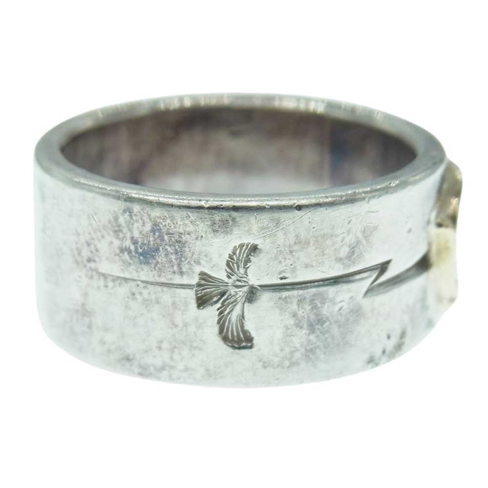 TARO WASHIMI ワシミタロウ 鷲見太郎 鷲見太郎 プレーンリング 10mm w/ アラベスク イーグル メタル サンダー スタンプ リング シルバー系 17号【中古】