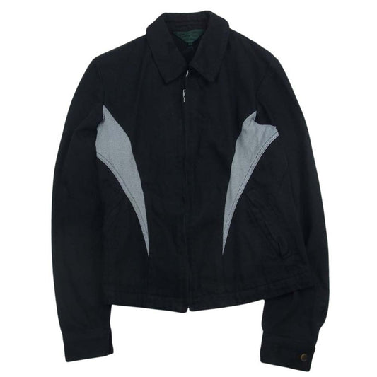 COMME des GARCONS HOMME PLUS コムデギャルソンオムプリュス 09SS PC-J214 EVER GREEN エバーグリーン カーブ切替 製品染め ジップ ブルゾン ジャケット ブラック系 M【中古】