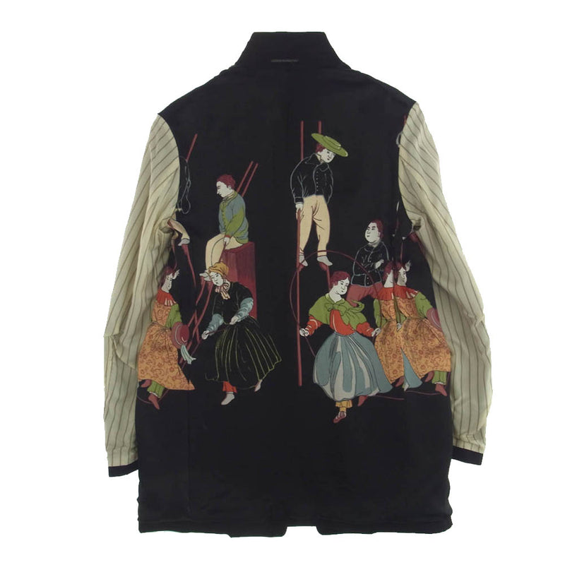 Yohji Yamamoto POUR HOMME ヨウジヤマモトプールオム 21AW HX-J52-131 GARBARDINE LINING ROKUMEIKAN PRINT JACKET 鹿鳴館 復刻 ジャケット ブラック系 2【中古】