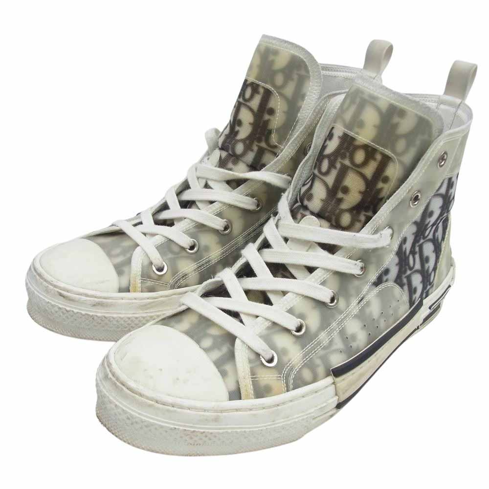 DIOR HOMME ディオールオム 3SH118YJP B23 High Top Sneakers オブリーク総柄 ハイカット スニーカー ホワイト系 41【中古】