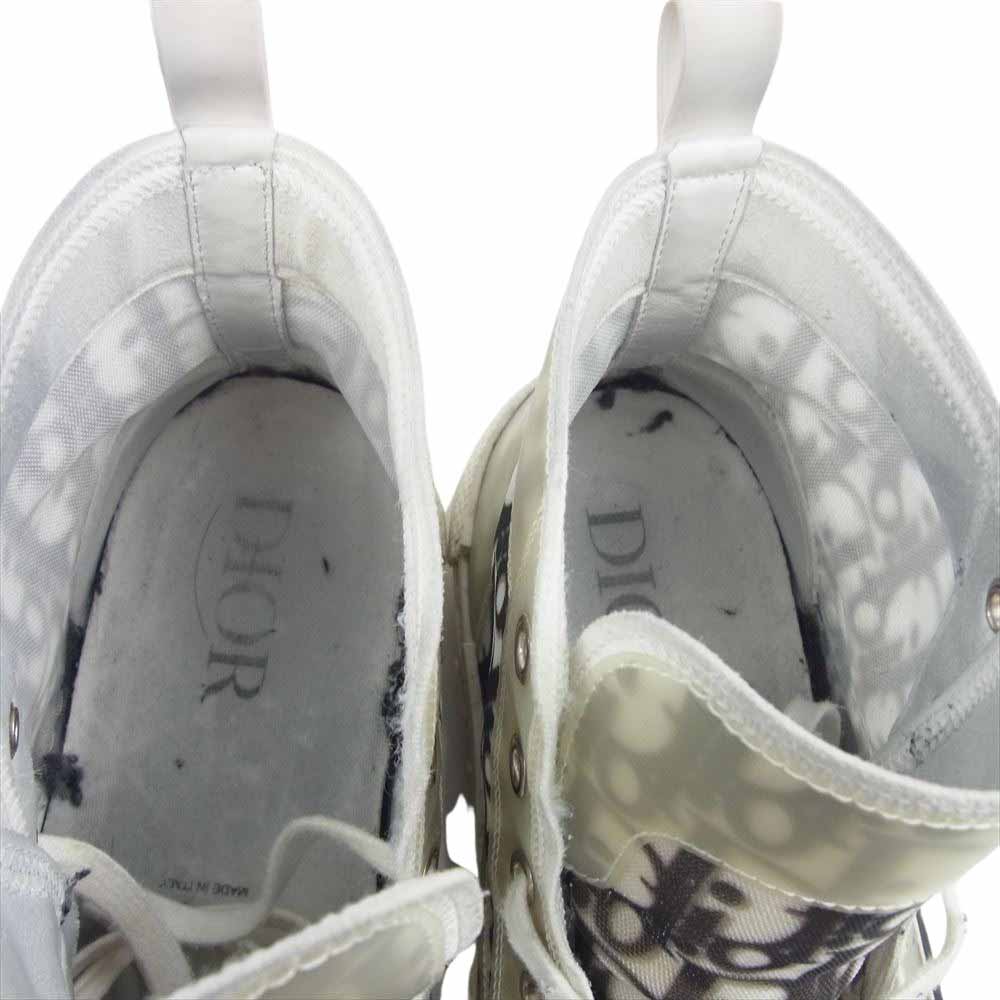DIOR HOMME ディオールオム 3SH118YJP B23 High Top Sneakers オブリーク総柄 ハイカット スニーカー ホワイト系 41【中古】