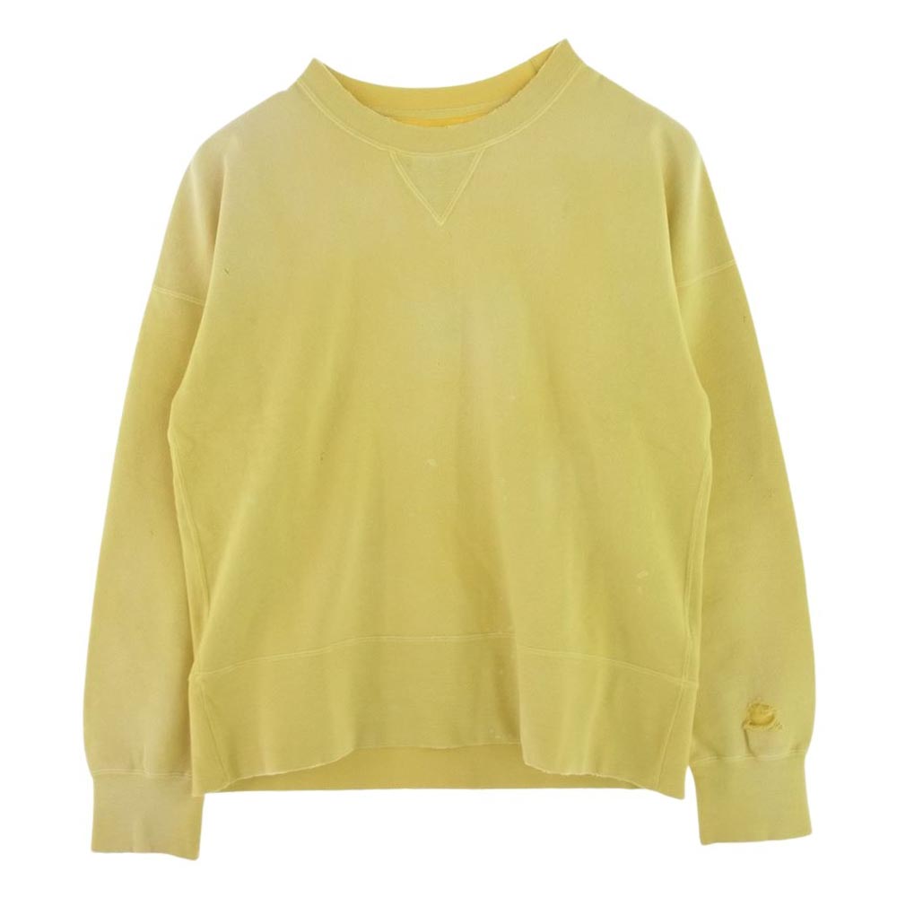 VISVIM ビズビム 0123105010018 COURT SWEAT L／S CRASH ダメージ加工 スウェット トレーナー  イエロー系 3【新古品】【未使用】【中古】