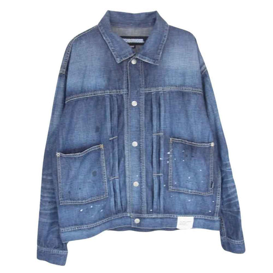 NEIGHBORHOOD ネイバーフッド 24SS 241SPNH-JKM04 WASHED LIGHTWEIGHT DENIM JACKETウォッシュド ライトウエイト デニム ジャケット インディゴブルー系 M【極上美品】【中古】