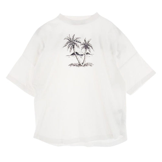 PALM ANGELS パームエンジェルス 22SS PMAA002S22JER004 Palm Angels Sunset Palms Tee プリント クルーネック 半袖 Tシャツ ホワイト系 L【中古】