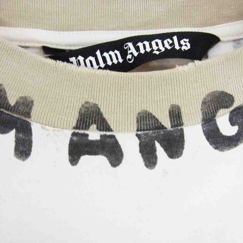 PALM ANGELS パームエンジェルス 23SS PMAA072S23JER007 Seasonal Logo Vintage Tee ヴィンテージ ダメージ 加工 Tシャツ  オフホワイト系 XL【中古】
