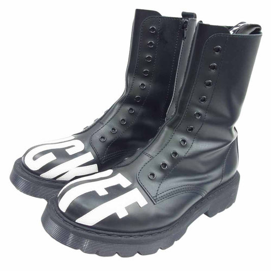 VETEMENTS ヴェトモン VTMNTS FUCK OFF ARMY BOOTS サイドジップ ブーツ ブラック系 41【中古】