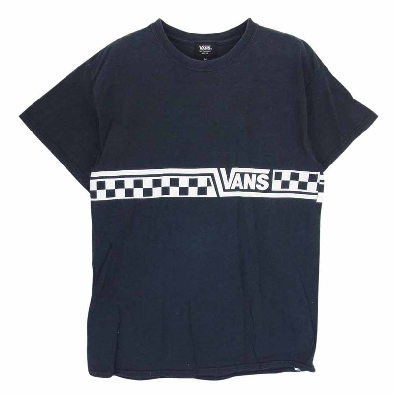 VANS バンズ ロゴ 半袖 Tシャツ カットソー 丸首 クルーネック ブラック系 M【中古】