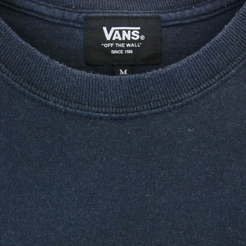 VANS バンズ ロゴ 半袖 Tシャツ カットソー 丸首 クルーネック ブラック系 M【中古】