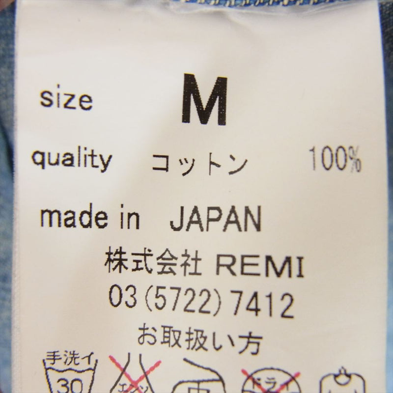 REMI RELIEF レミレリーフ スタッズ 長袖 デニム シャツ インディゴブルー系 M【中古】