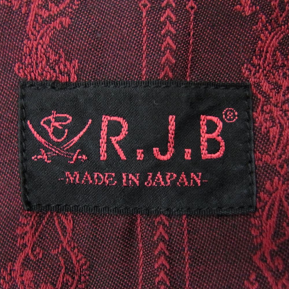 R.J.B アールジェイビー ペイズリー オリエンタル プリント 刺繍 ロゴ 長袖 シャツ エンジ系 42【中古】
