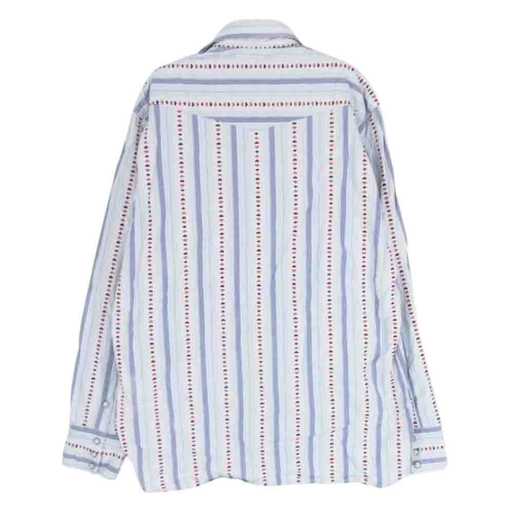 SUGAR CANE シュガーケーン トランプ 刺繍 エンブロイダリー マルチストライプ 長袖 ウェスタン シャツ ブルー系 M【中古】