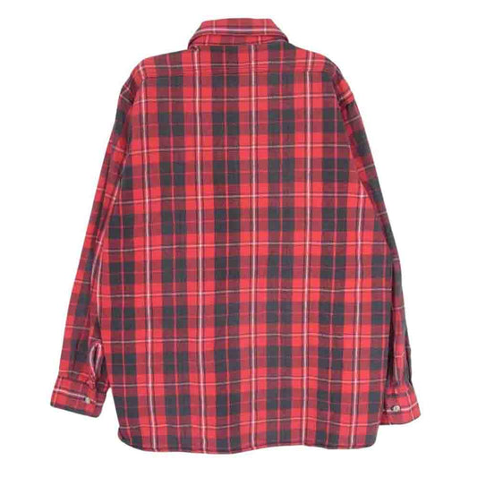 WOOLRICH ウールリッチ UWY-6 アメリカ製 アシックス期 タータンチェック 長袖 ネル チェック シャツ レッド系 L【中古】