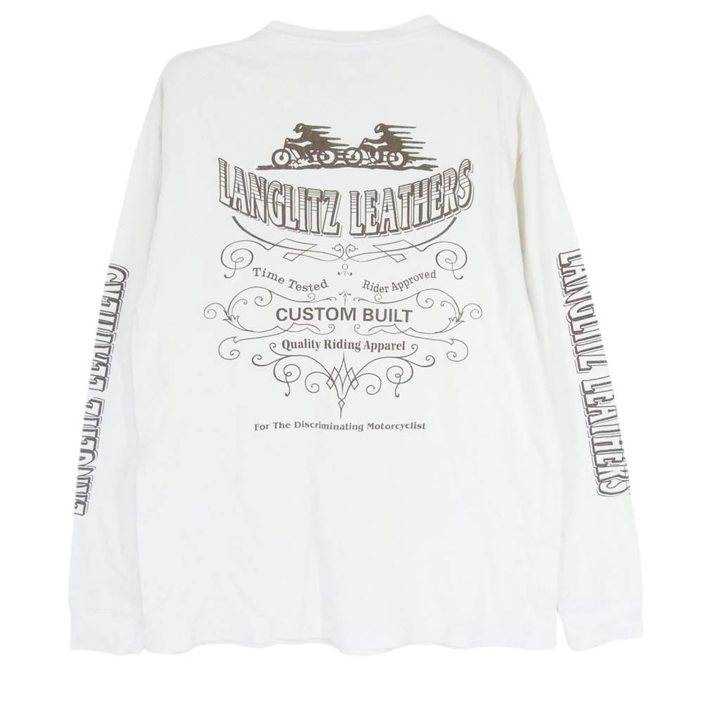 LANGLITZ LEATHERS ラングリッツレザーズ CUSTOM BUILT バックプリント 長袖 Tシャツ ホワイト系 M【中古】
