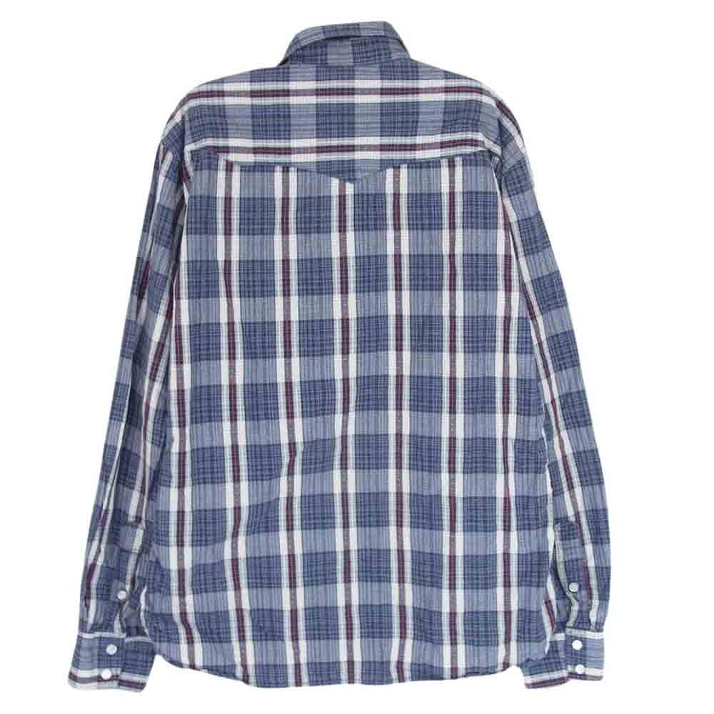 THE FLAT HEAD ザフラットヘッド ウエスタン チェック 長袖 シャツ ブルー系 40【中古】
