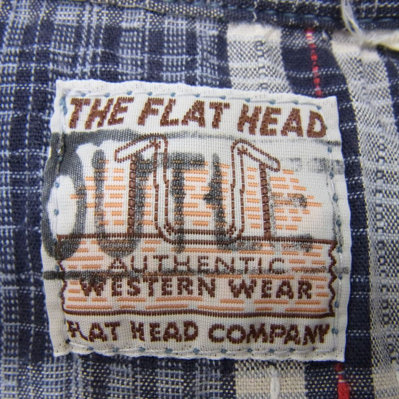 THE FLAT HEAD ザフラットヘッド ウエスタン チェック 長袖 シャツ ブルー系 40【中古】