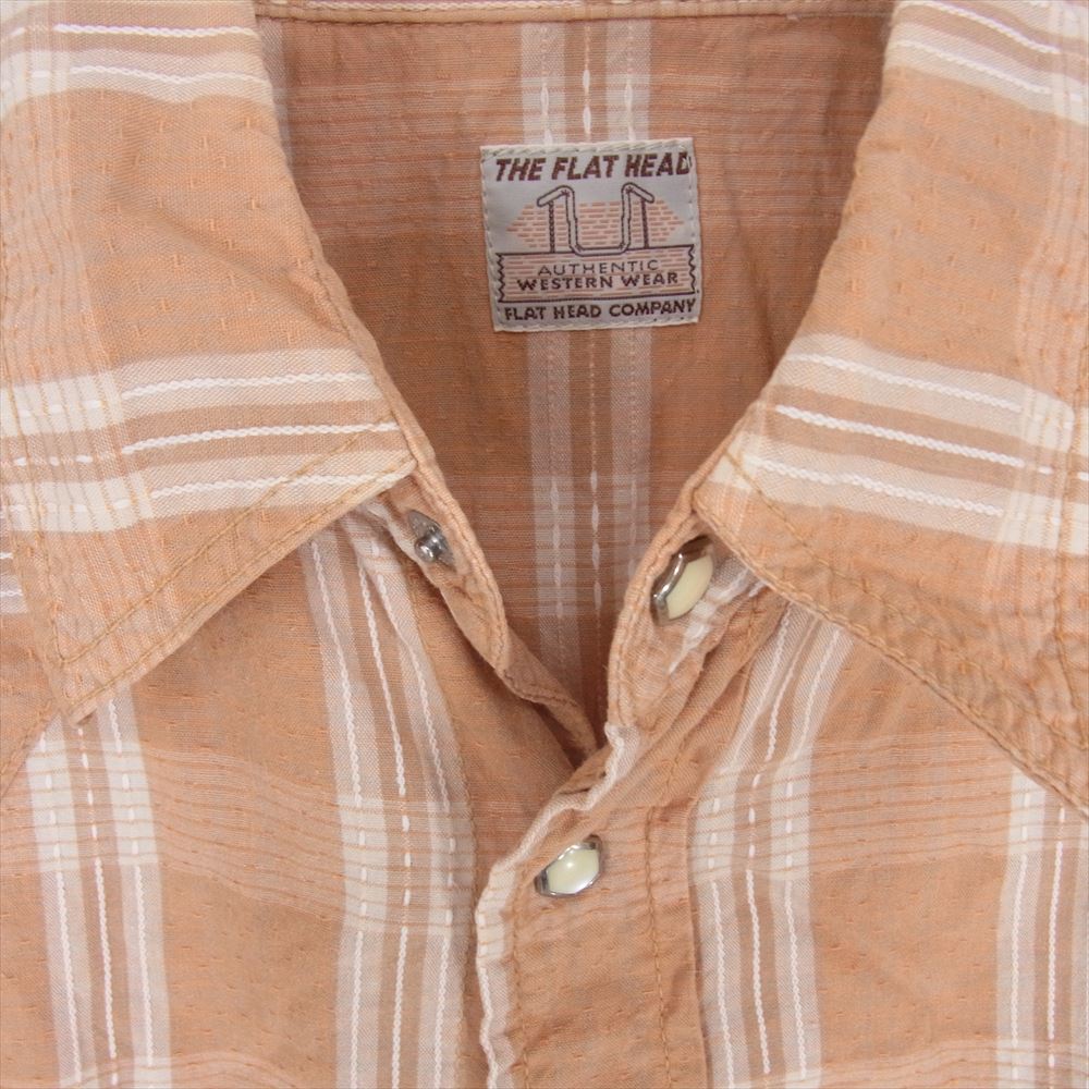 THE FLAT HEAD ザフラットヘッド CW-42 ウエスタン チェック 長袖 シャツ オレンジ系 40【中古】