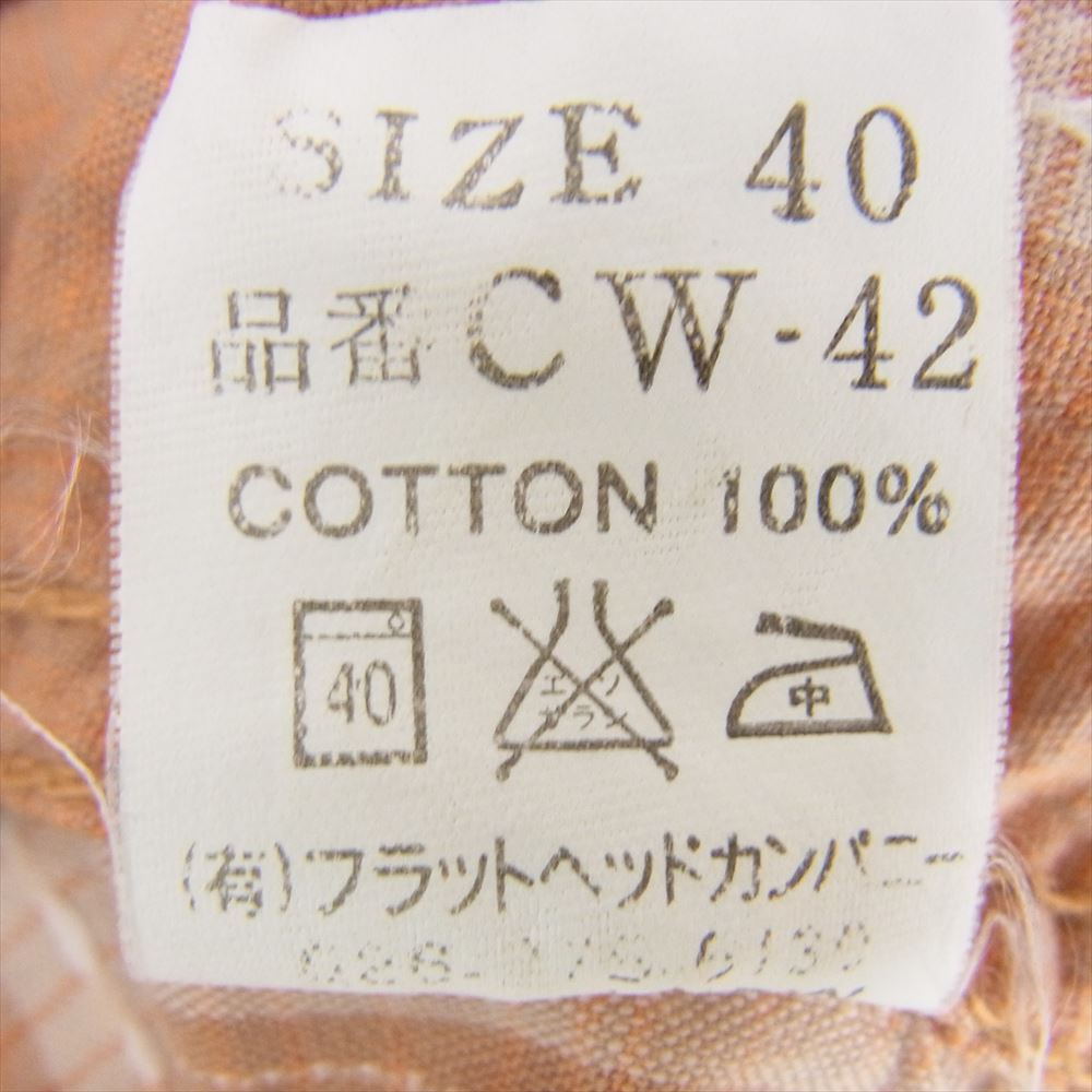 THE FLAT HEAD ザフラットヘッド CW-42 ウエスタン チェック 長袖 シャツ オレンジ系 40【中古】