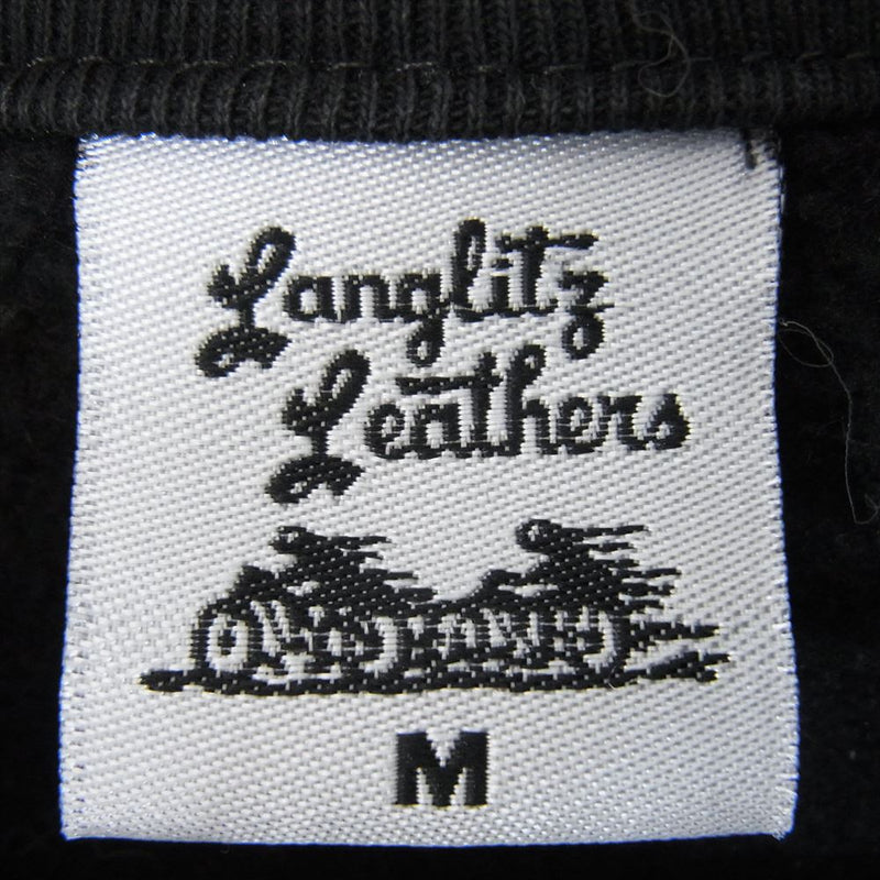 LANGLITZ LEATHERS ラングリッツレザーズ バック プリント フルジップ スウェット ブラック系 M【中古】