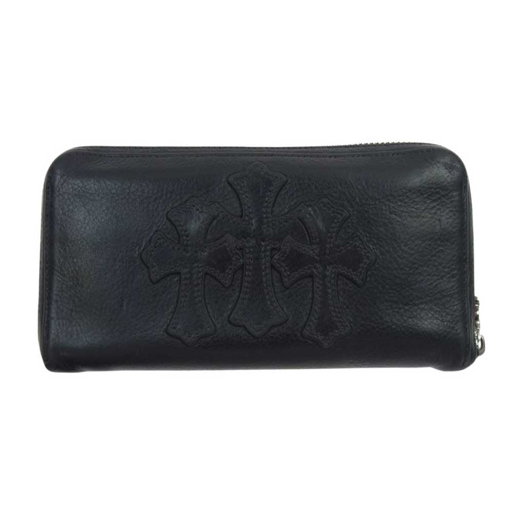 CHROME HEARTS クロムハーツ（原本有） REC ZIP 3PTCH 3セメタリー クロスパッチ ラウンドファスナー ロングウォレット 長財布 ブラック系【中古】