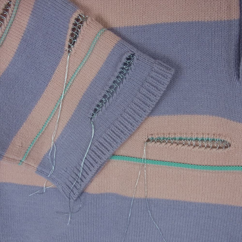 キディル 23AW KL751 OVERSIZD BORDER POLO KNIT COLLAB WITH rurumu オーバーサイズ ボーダー ニット ポロ シャツ パープル系 ピンク系 F【極上美品】【中古】