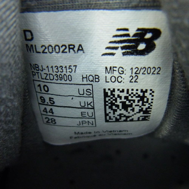 NEW BALANCE ニューバランス ML2002RA ローカット スニーカー グレー系 28.0cm【中古】