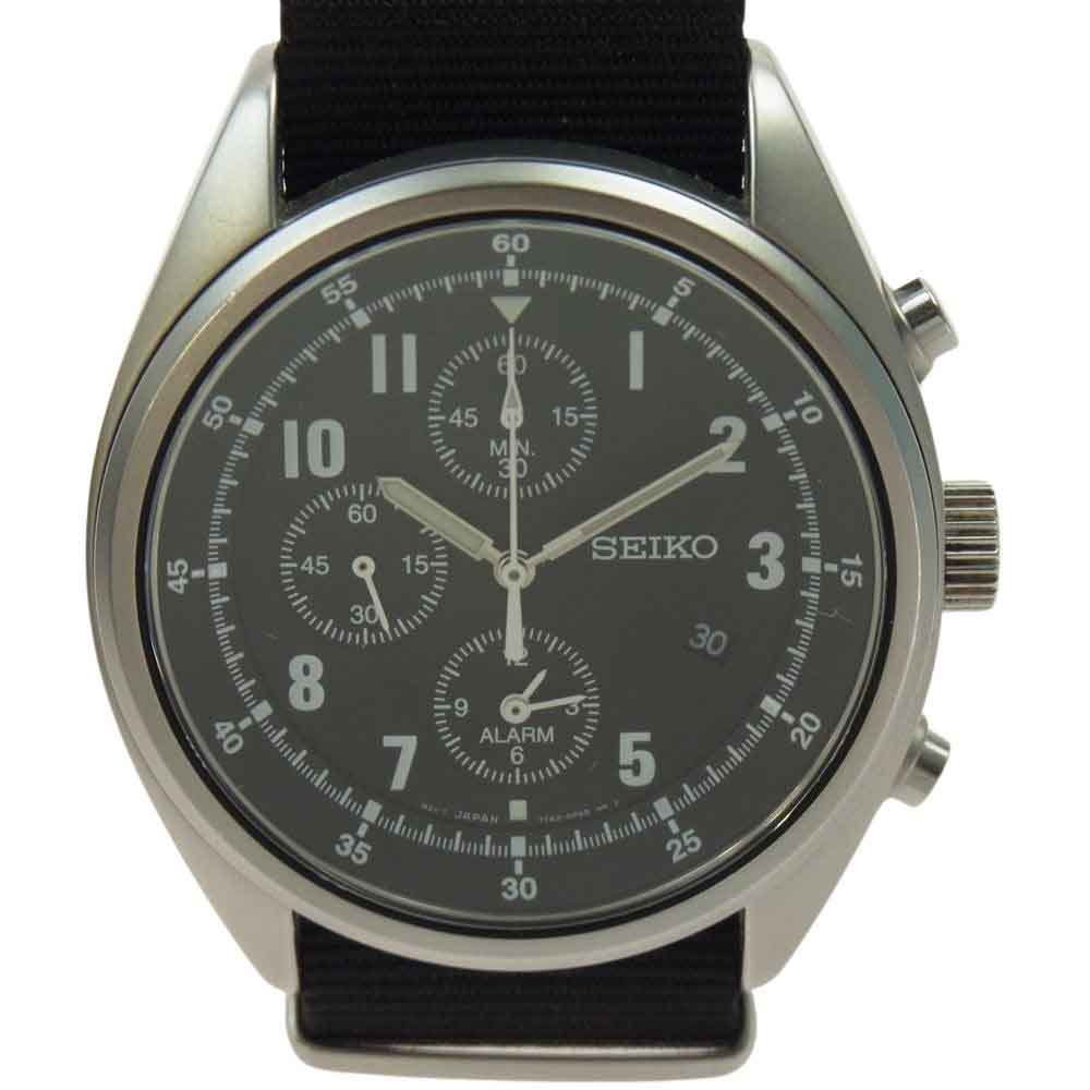 SEIKO セイコー NN-A2151 × nonnative CHRONOGRAPH WATCH ノンネイティブ 別注 キャンバスベルト付き クロノグラフ ウォッチ 時計 ブラック系【中古】