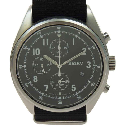 SEIKO セイコー NN-A2151 × nonnative CHRONOGRAPH WATCH ノンネイティブ 別注 キャンバスベルト付き クロノグラフ ウォッチ 時計 ブラック系【中古】
