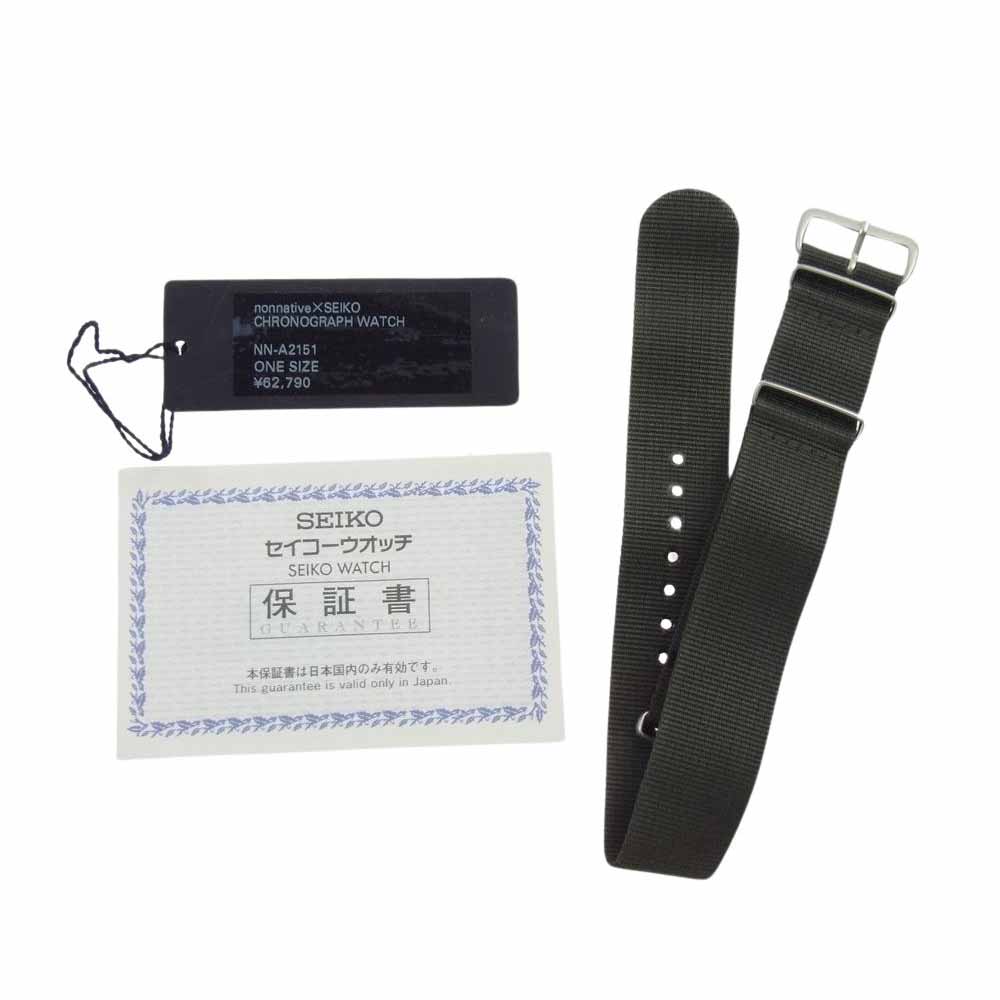 SEIKO セイコー NN-A2151 × nonnative CHRONOGRAPH WATCH ノンネイティブ 別注 キャンバスベルト付き クロノグラフ ウォッチ 時計 ブラック系【中古】