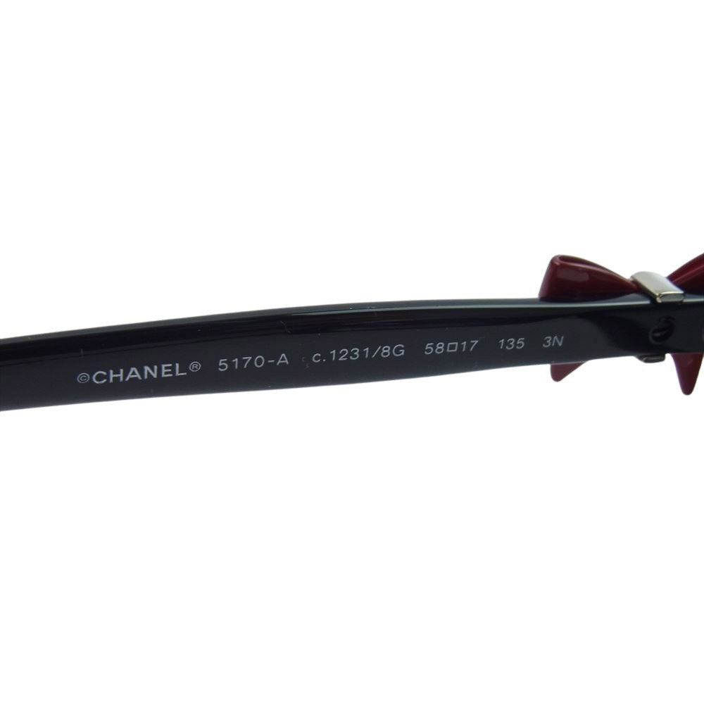 CHANEL シャネル 5170-A イタリア製 リボン サングラス アイウェア ブラック系 58□17【中古】