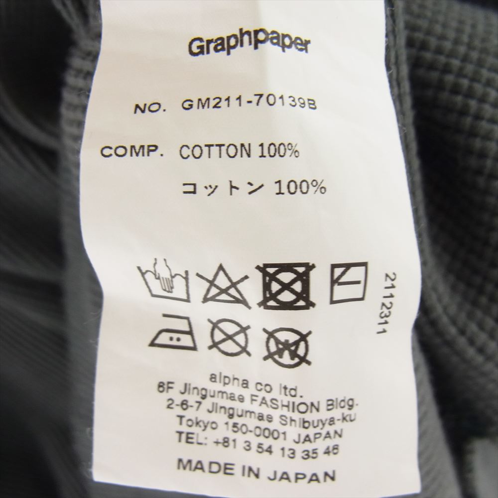 GRAPHPAPER グラフペーパー 21SS GM211-70139B Waffle L S Tee ワッフル 長袖 Tシャツ ロング スリーブ  カットソー グレー系 F【中古】