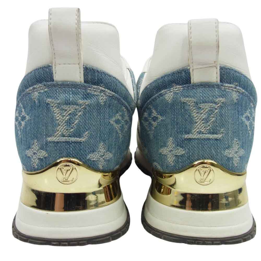 LOUIS VUITTON ルイ・ヴィトン 1A4WOU  Run Away Sneaker ランアウェイ ライン スニーカー Monogram モノグラム デニム切替 ホワイト系 ライトブルー系 34【中古】