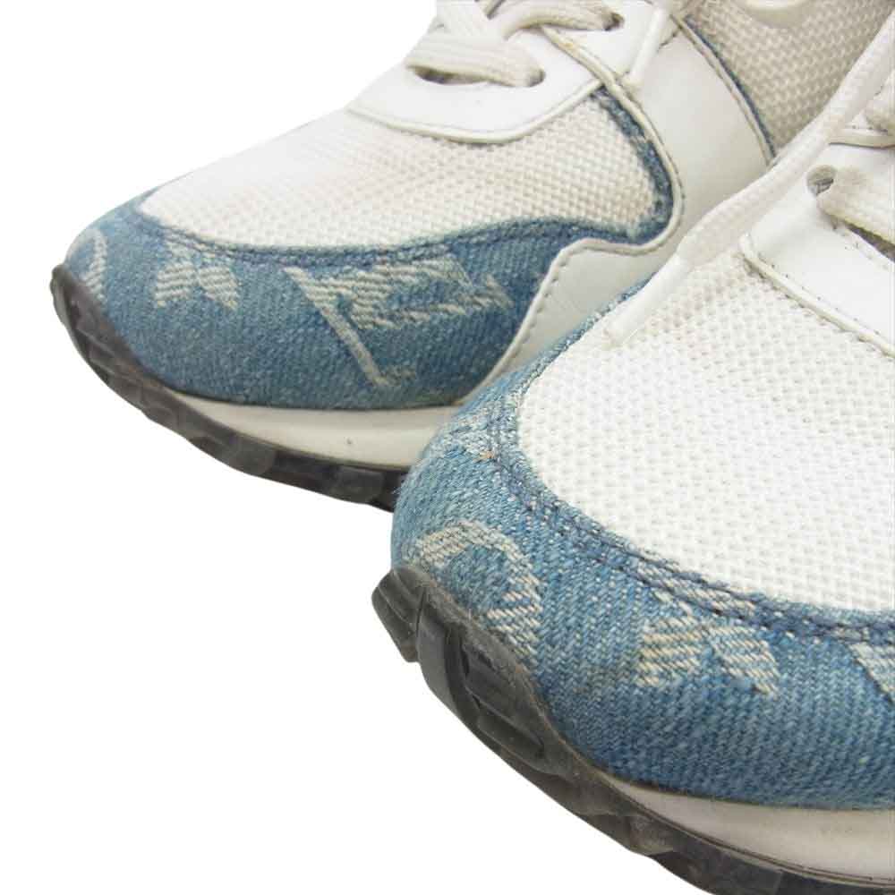 LOUIS VUITTON ルイ・ヴィトン 1A4WOU  Run Away Sneaker ランアウェイ ライン スニーカー Monogram モノグラム デニム切替 ホワイト系 ライトブルー系 34【中古】