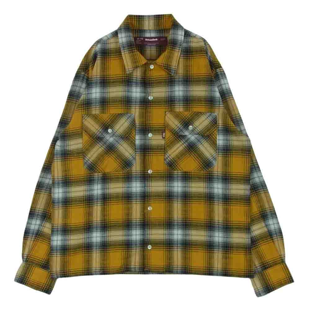 HideandSeek ハイドアンドシーク 23SS HS-010223 Check L/S Shirt チェック ネル シャツ 長袖 イエロー系 ネイビー系 M【中古】