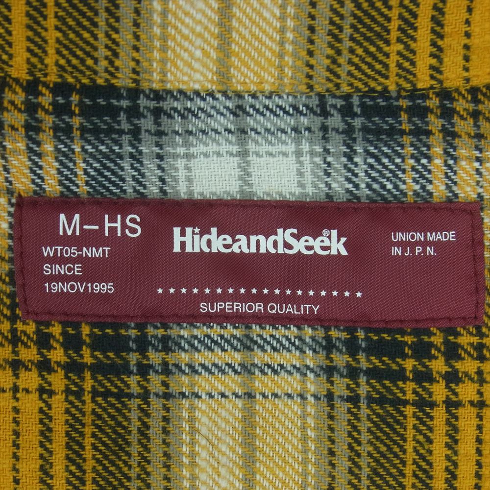 HideandSeek ハイドアンドシーク 23SS HS-010223 Check L/S Shirt チェック ネル シャツ 長袖 イエロー系 ネイビー系 M【中古】