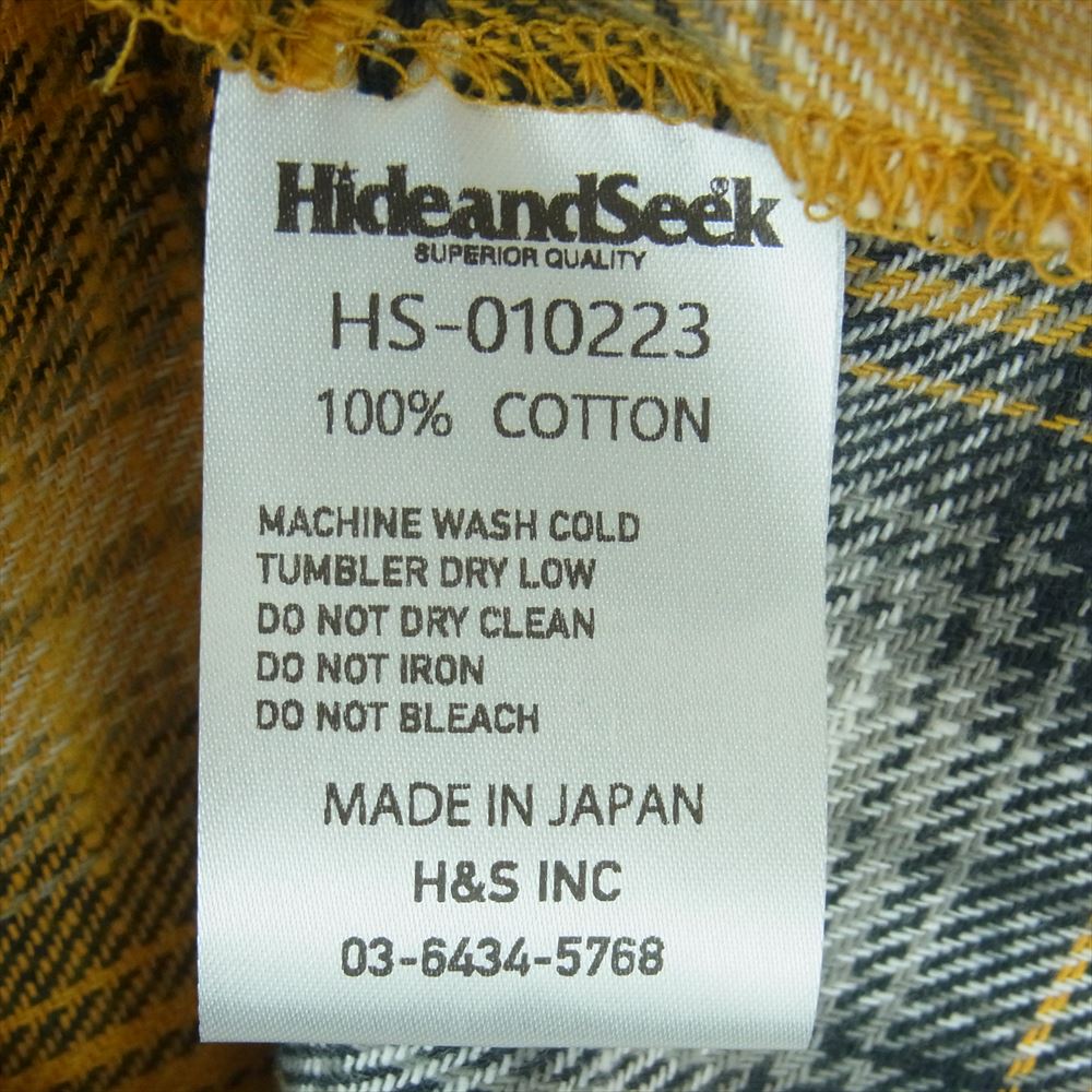 HideandSeek ハイドアンドシーク 23SS HS-010223 Check L/S Shirt チェック ネル シャツ 長袖 イエロー系 ネイビー系 M【中古】