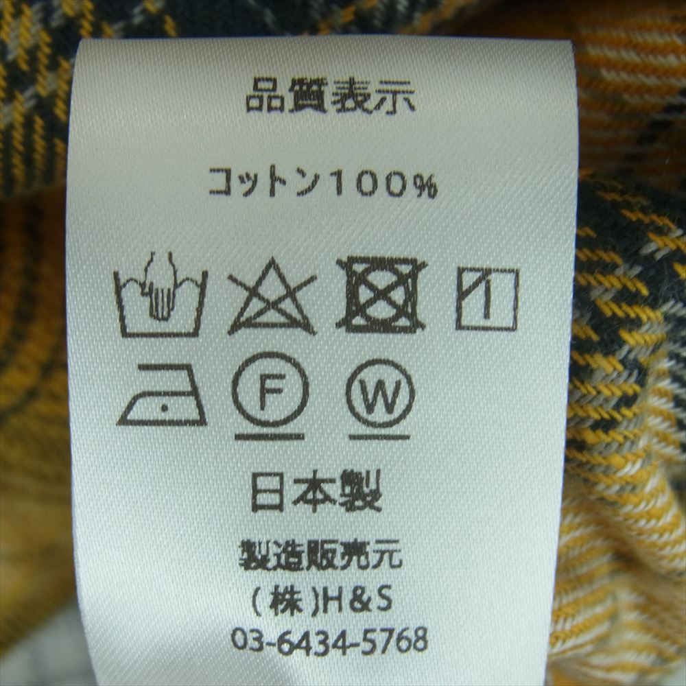 HideandSeek ハイドアンドシーク 23SS HS-010223 Check L/S Shirt チェック ネル シャツ 長袖 イエロー系 ネイビー系 M【中古】