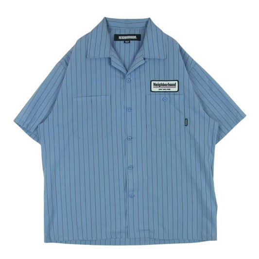 NEIGHBORHOOD ネイバーフッド 23SS 231TSNH-SHM06 STRIPE WORK SS SHIRT ストライプ 半袖 シャツ ライトブルー系 M【中古】