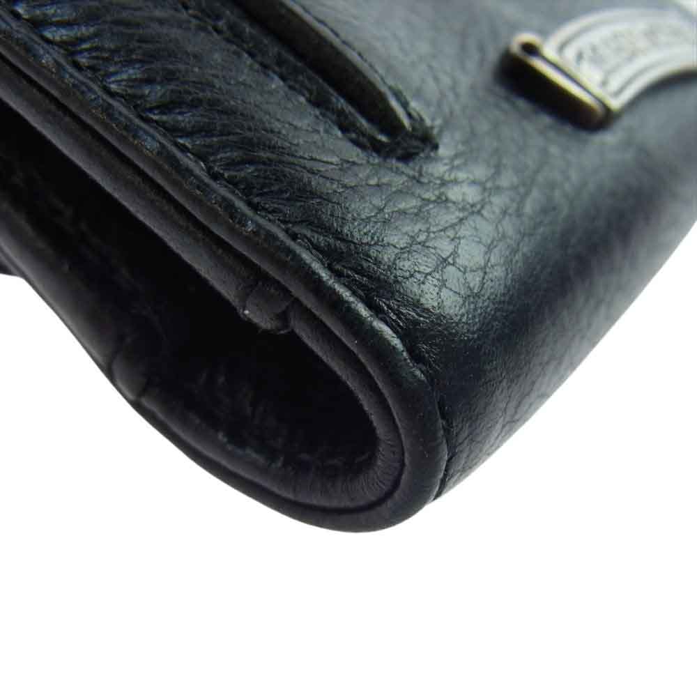 CHROME HEARTS クロムハーツ（原本無） WAVE MINI ウェーブミニ クロスボール ボタン レザー ウォレット 財布 ブラック系【中古】