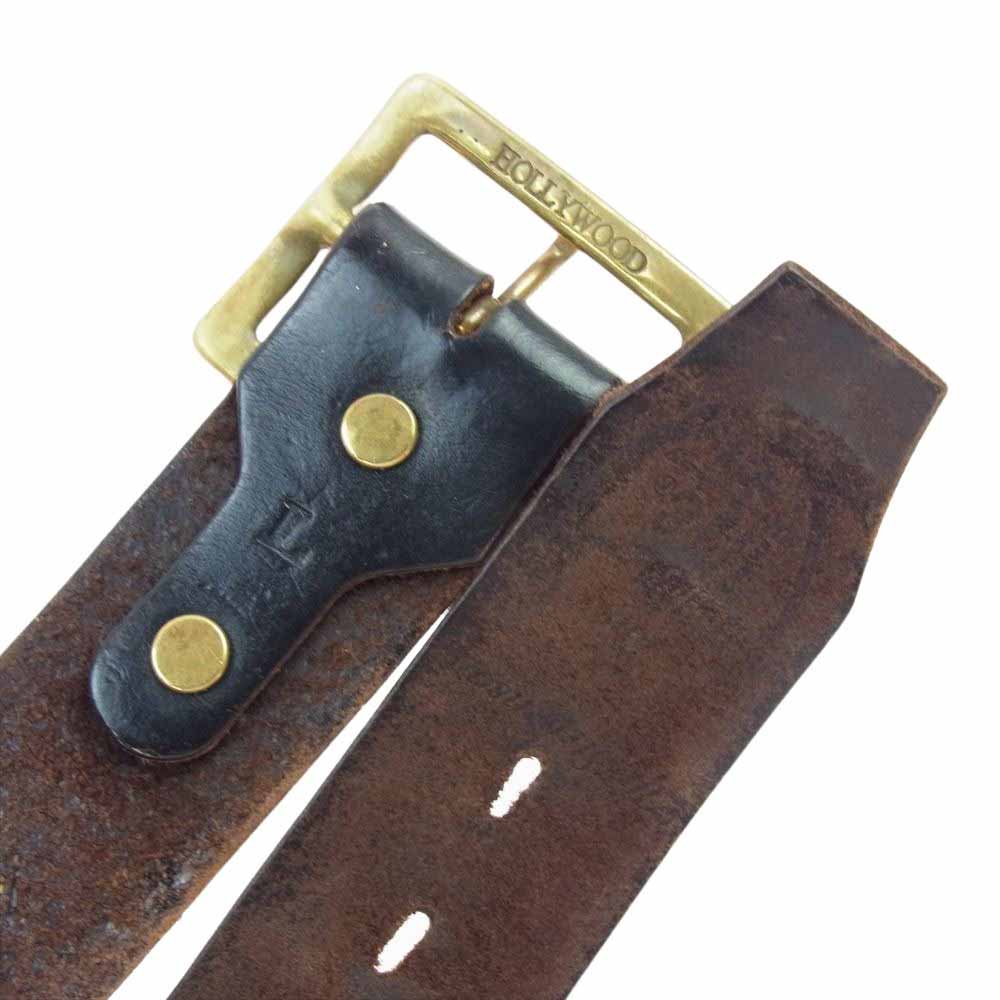 TENDERLOIN テンダーロイン HTC STUD BELT スタッズ レザー ベルト ダークブラウン系 L【中古】