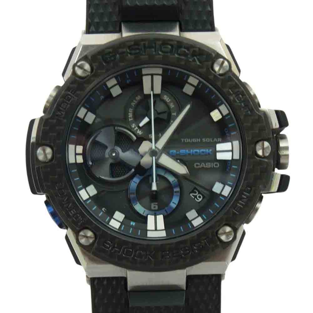 G-SHOCK ジーショック GST-B100 カーボンベゼル ラバーベルト タフソーラー 腕時計 ウォッチ ブラック系【中古】