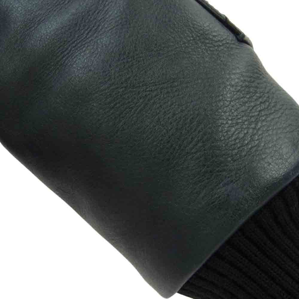 CALEE キャリー 14AW 10周年記念 袖レザー切替 裏地キルティング 中綿 スタジャン ファラオ ジャケット ブラック系 L【中古】