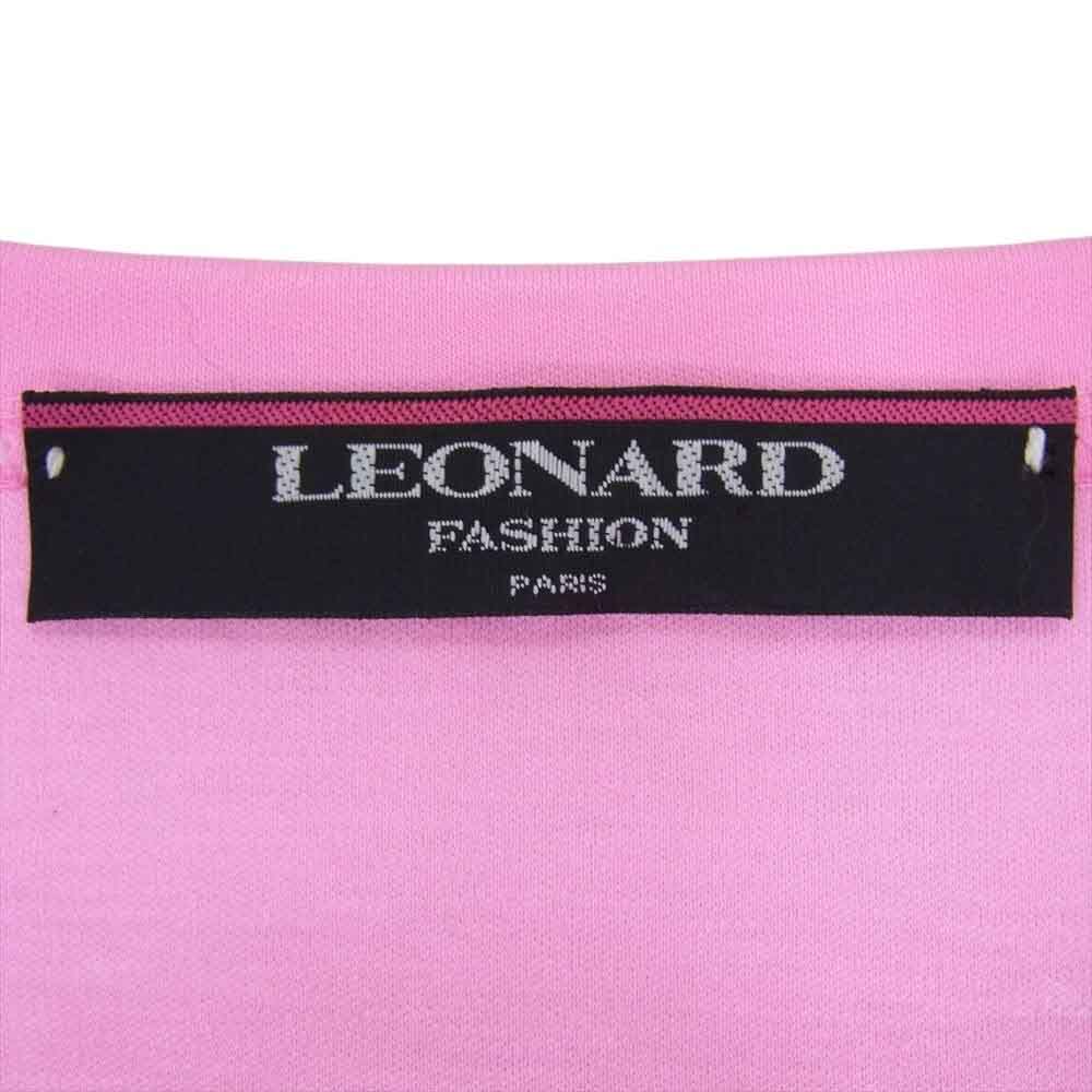 レオナールファッションパリス ワンポイント ロゴ 半袖 Tシャツ カットソー ピンク系 LL【中古】