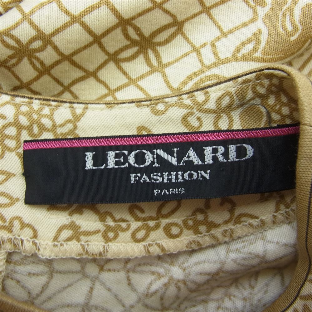 レオナールファッションパリス ペイズリー柄 半袖 カットソー ブラウス ベージュ系 L【中古】