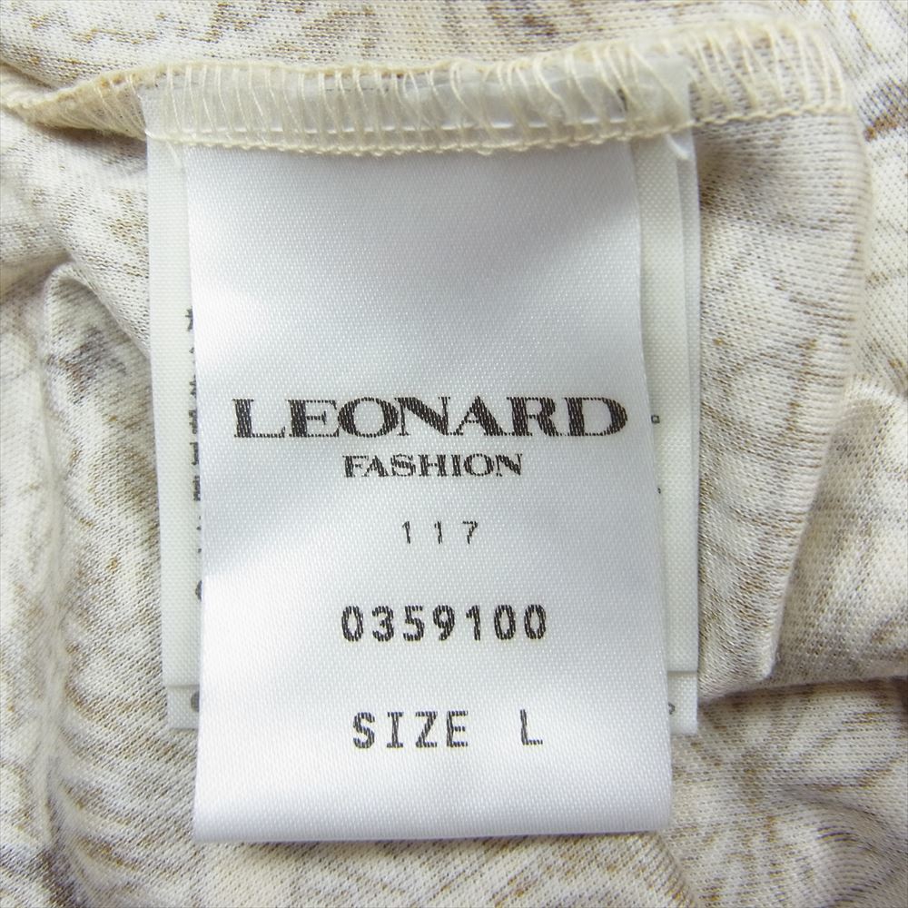 レオナールファッションパリス ペイズリー柄 半袖 カットソー ブラウス ベージュ系 L【中古】
