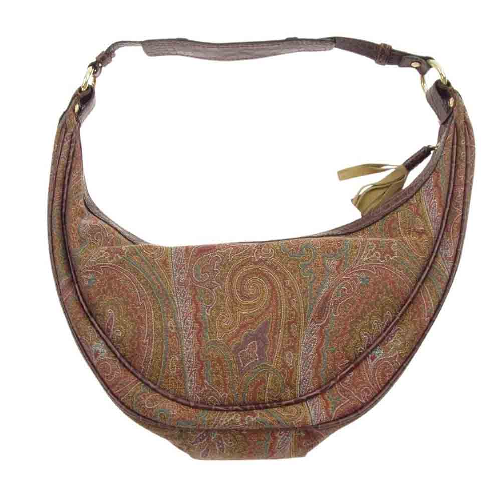 ETRO エトロ ペイズリー柄 ハーフムーン ワンショルダーバッグ ハンドバッグ レッド系 ブラウン系【中古】