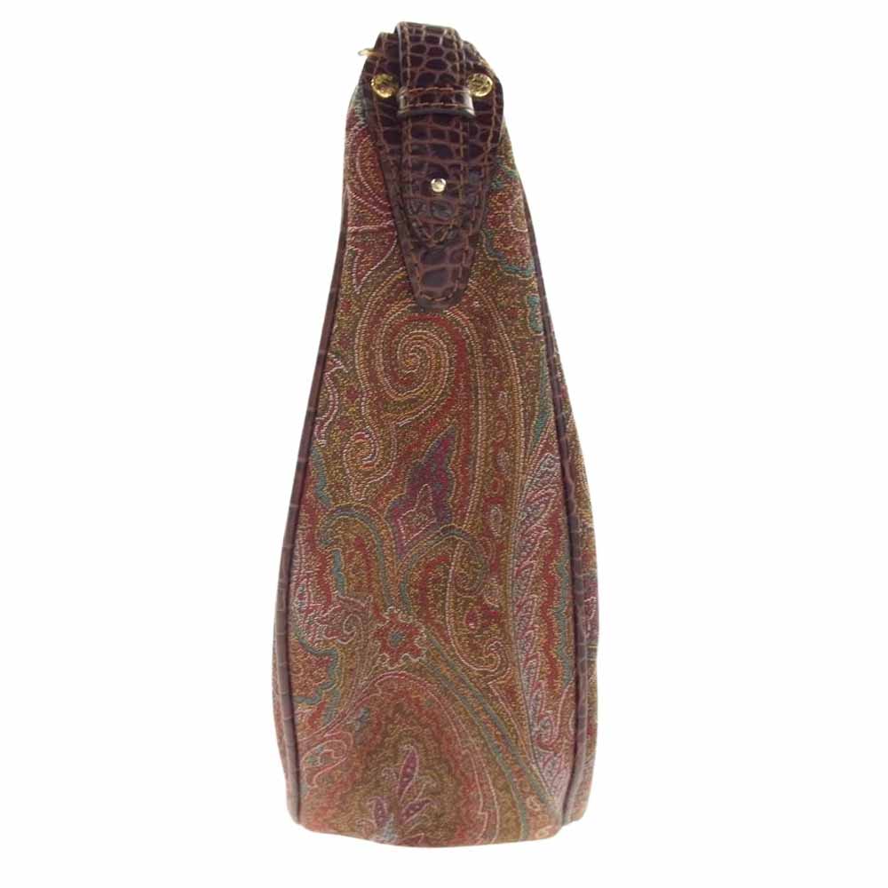 ETRO エトロ ペイズリー柄 ハーフムーン ワンショルダーバッグ ハンドバッグ レッド系 ブラウン系【中古】